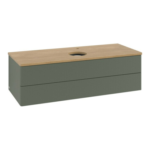 V&B Waschtischunterschrank mit Frontstruktur, mit Beleuchtung Antao 120x36x50cm, HL, WBP hon. Oa, le g. m La