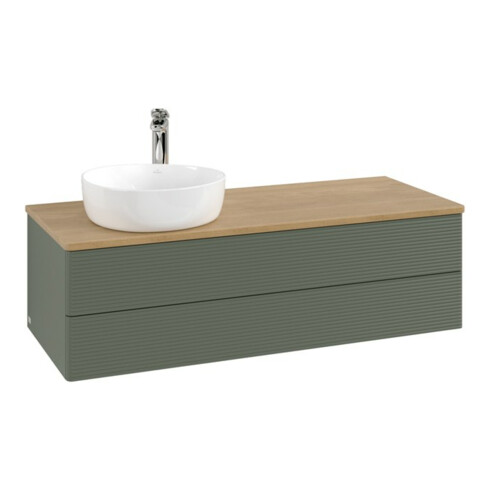 V&B Waschtischunterschrank mit Frontstruktur, mit Beleuchtung Antao 120x36x50cm, HL, WBP hon. Oa, le g. m La