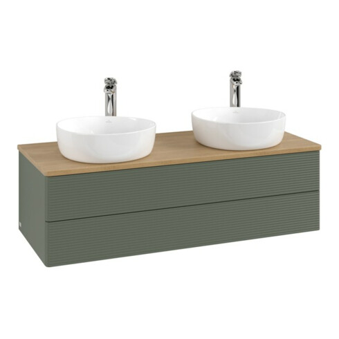 V&B Waschtischunterschrank mit Frontstruktur, mit Beleuchtung Antao 120x36x50cm, HL, WBP hon. Oa, le g. m La