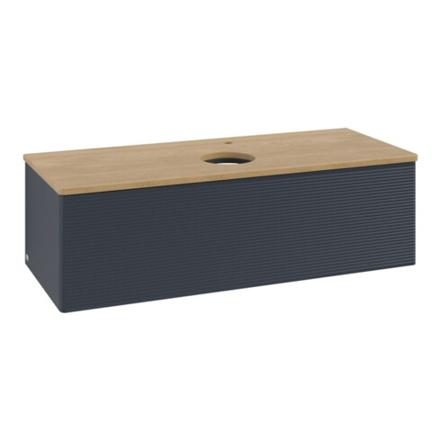 V&B Waschtischunterschrank mit Frontstruktur, mit Beleuchtung Antao 120x36x50cm, HL, WBP hon. Oa, md b m Lac