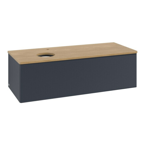 V&B Waschtischunterschrank mit Frontstruktur, mit Beleuchtung Antao 120x36x50cm, HL, WBP hon. Oa, md b m Lac