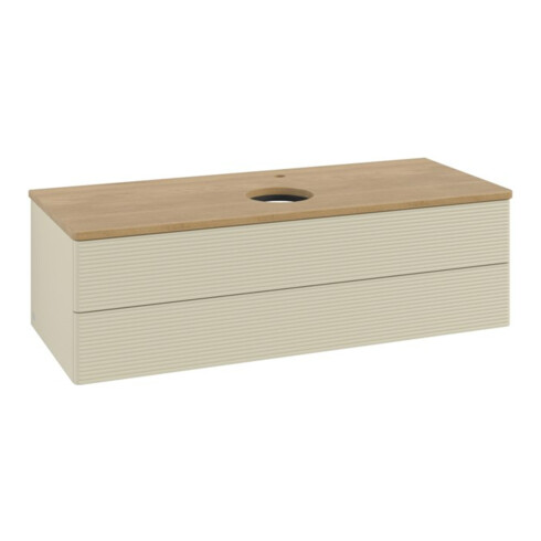 V&B Waschtischunterschrank mit Frontstruktur, mit Beleuchtung Antao 120x36x50cm, HL, WBP hon. Oa, si G m Lac