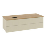 V&B Waschtischunterschrank mit Frontstruktur, mit Beleuchtung Antao 120x36x50cm, HL, WBP hon. Oa, si G m Lac-3