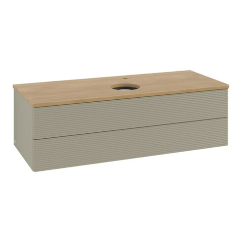 V&B Waschtischunterschrank mit Frontstruktur, mit Beleuchtung Antao 120x36x50cm, HL, WBP hon. Oa, st G m Lac