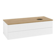 V&B Waschtischunterschrank mit Frontstruktur, mit Beleuchtung Antao 120x36x50cm, HL, WBP hon. Oa, wh. m Lac