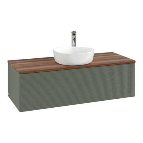 V&B Waschtischunterschrank mit Frontstruktur, mit Beleuchtung Antao 120x36x50cm, HL, WBP w wa, le gre. m Lac