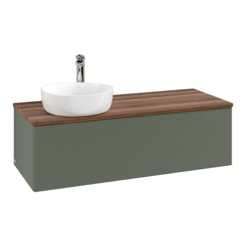 V&B Waschtischunterschrank mit Frontstruktur, mit Beleuchtung Antao 120x36x50cm, HL, WBP w wa, le gre. m Lac