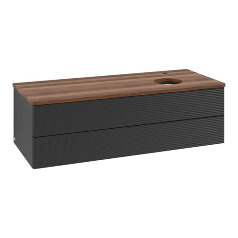 V&B Waschtischunterschrank mit Frontstruktur, mit Beleuchtung Antao 120x36x50cm, HL, WBP w. wal, bla m Lac