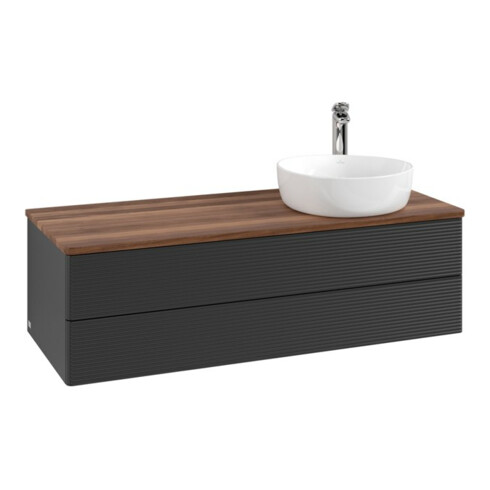 V&B Waschtischunterschrank mit Frontstruktur, mit Beleuchtung Antao 120x36x50cm, HL, WBP w. wal, bla m Lac