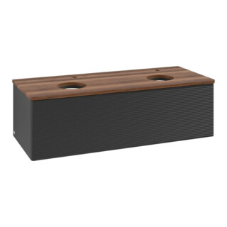 V&B Waschtischunterschrank mit Frontstruktur, mit Beleuchtung Antao 120x36x50cm, HL, WBP w. wal, bla m Lac