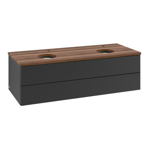 V&B Waschtischunterschrank mit Frontstruktur, mit Beleuchtung Antao 120x36x50cm, HL, WBP w. wal, bla m Lac