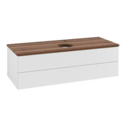V&B Waschtischunterschrank mit Frontstruktur, mit Beleuchtung Antao 120x36x50cm, HL, WBP w. wal, glo wh. Lac