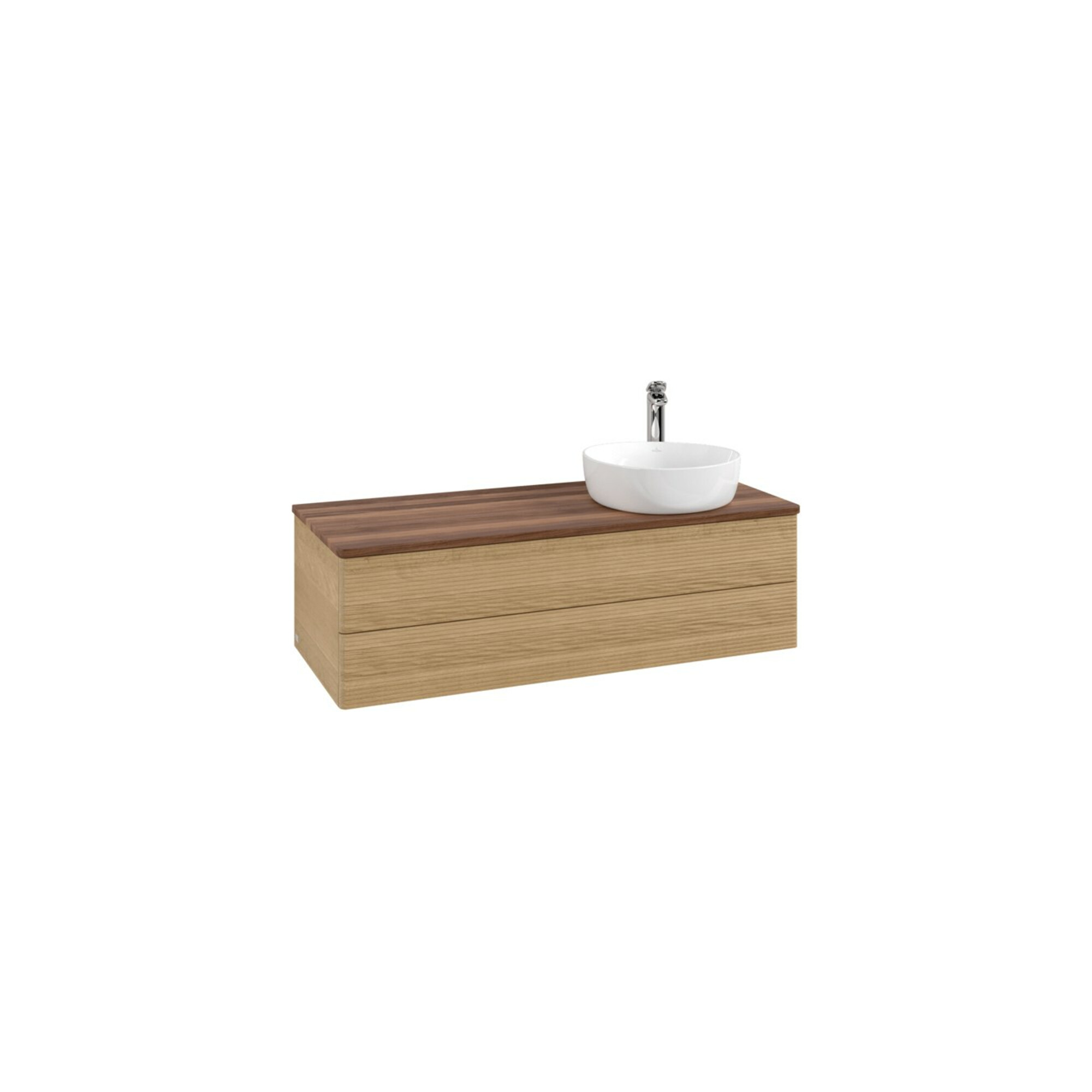 V&B Waschtischunterschrank mit Frontstruktur, mit Beleuchtung Antao 120x36x50cm, HL, WBP w. wal, hon. Oa ; Villeroy & Boch