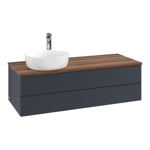 V&B Waschtischunterschrank mit Frontstruktur, mit Beleuchtung Antao 120x36x50cm, HL, WBP w wal, md bl. m Lac