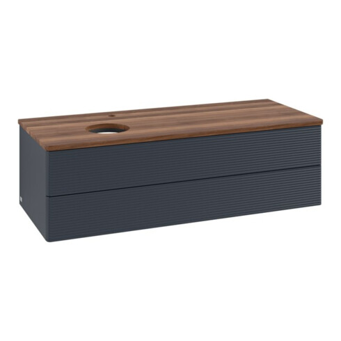 V&B Waschtischunterschrank mit Frontstruktur, mit Beleuchtung Antao 120x36x50cm, HL, WBP w wal, md bl. m Lac