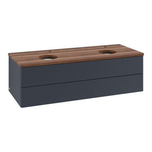 V&B Waschtischunterschrank mit Frontstruktur, mit Beleuchtung Antao 120x36x50cm, HL, WBP w wal, md bl. m Lac