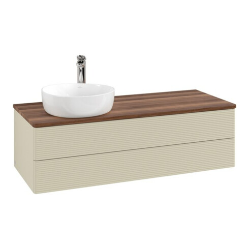 V&B Waschtischunterschrank mit Frontstruktur, mit Beleuchtung Antao 120x36x50cm, HL, WBP w. wal, si Gr m Lac