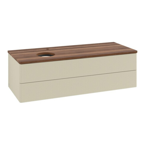 V&B Waschtischunterschrank mit Frontstruktur, mit Beleuchtung Antao 120x36x50cm, HL, WBP w. wal, si Gr m Lac