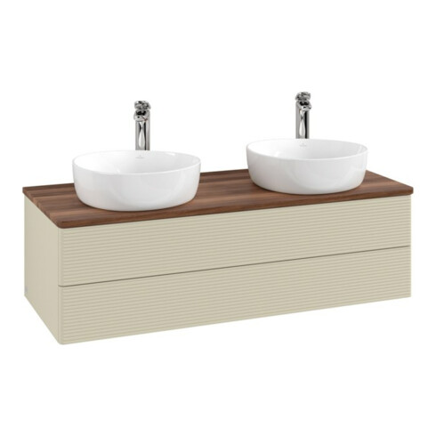 V&B Waschtischunterschrank mit Frontstruktur, mit Beleuchtung Antao 120x36x50cm, HL, WBP w. wal, si Gr m Lac