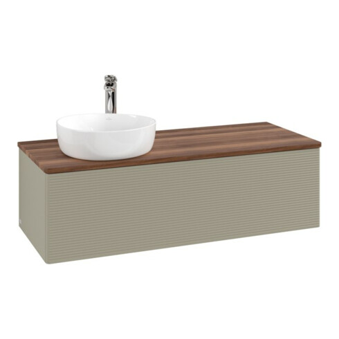 V&B Waschtischunterschrank mit Frontstruktur, mit Beleuchtung Antao 120x36x50cm, HL, WBP w wal, st. Gr m Lac