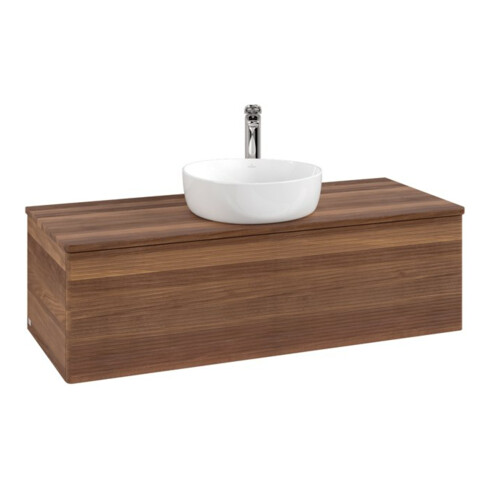 V&B Waschtischunterschrank mit Frontstruktur, mit Beleuchtung Antao 120x36x50cm, HL, WBP w. wal, w. wal