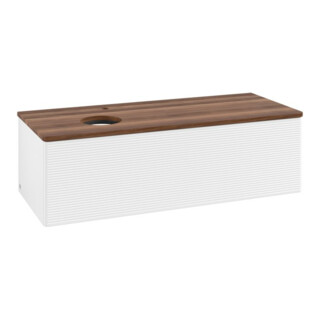 V&B Waschtischunterschrank mit Frontstruktur, mit Beleuchtung Antao 120x36x50cm, HL, WBP w. wal, wh. m Lac
