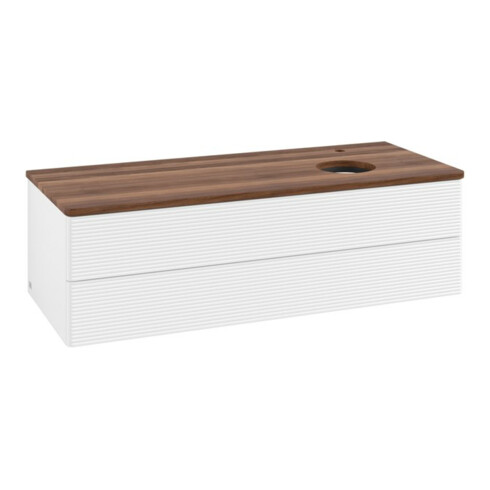 V&B Waschtischunterschrank mit Frontstruktur, mit Beleuchtung Antao 120x36x50cm, HL, WBP w. wal, wh. m Lac