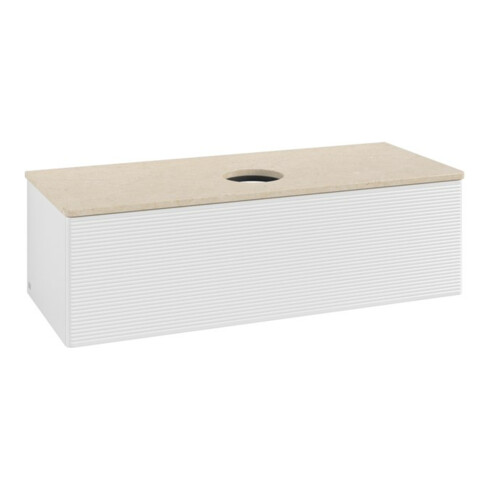 V&B Waschtischunterschrank mit Frontstruktur, mit Beleuchtung Antao 120x36x50cm, WBP botti., glo wh. Lac