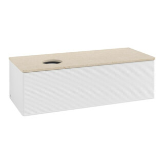 V&B Waschtischunterschrank mit Frontstruktur, mit Beleuchtung Antao 120x36x50cm, WBP botti., glo wh. Lac