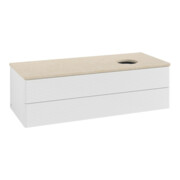 V&B Waschtischunterschrank mit Frontstruktur, mit Beleuchtung Antao 120x36x50cm, WBP botti., glo wh. Lac