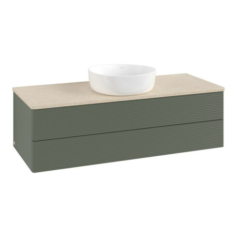 V&B Waschtischunterschrank mit Frontstruktur, mit Beleuchtung Antao 120x36x50cm, WBP botti., lea gre. m Lac