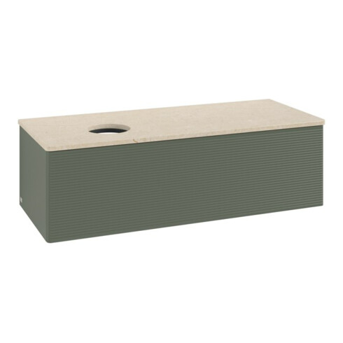 V&B Waschtischunterschrank mit Frontstruktur, mit Beleuchtung Antao 120x36x50cm, WBP botti., lea gre. m Lac