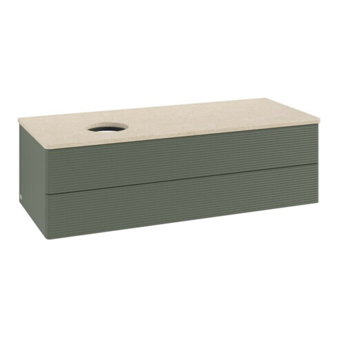 V&B Waschtischunterschrank mit Frontstruktur, mit Beleuchtung Antao 120x36x50cm, WBP botti., lea gre. m Lac