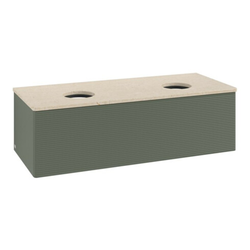 V&B Waschtischunterschrank mit Frontstruktur, mit Beleuchtung Antao 120x36x50cm, WBP botti., lea gre. m Lac