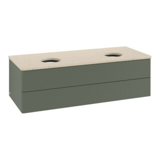 V&B Waschtischunterschrank mit Frontstruktur, mit Beleuchtung Antao 120x36x50cm, WBP botti., lea gre. m Lac