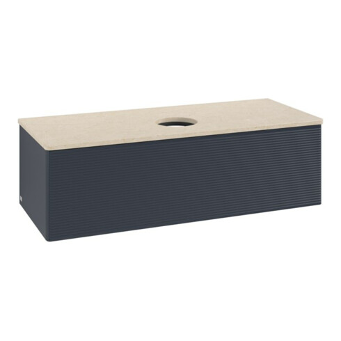 V&B Waschtischunterschrank mit Frontstruktur, mit Beleuchtung Antao 120x36x50cm, WBP botti., md bl. m Lac