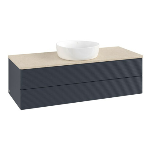 V&B Waschtischunterschrank mit Frontstruktur, mit Beleuchtung Antao 120x36x50cm, WBP botti., md bl. m Lac