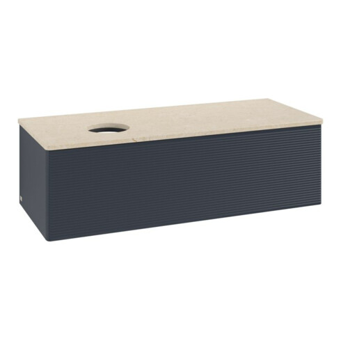 V&B Waschtischunterschrank mit Frontstruktur, mit Beleuchtung Antao 120x36x50cm, WBP botti., md bl. m Lac