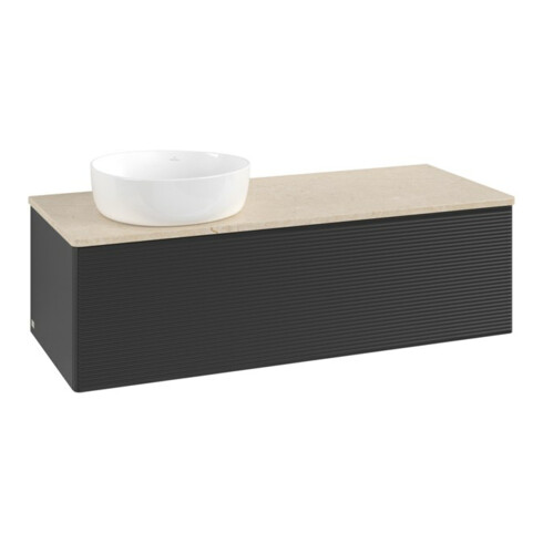 V&B Waschtischunterschrank mit Frontstruktur, mit Beleuchtung Antao 120x36x50cm, WBP-farbe botti., bla m Lac