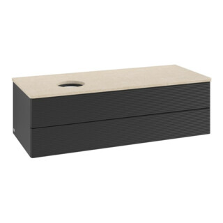 V&B Waschtischunterschrank mit Frontstruktur, mit Beleuchtung Antao 120x36x50cm, WBP-farbe botti., bla m Lac