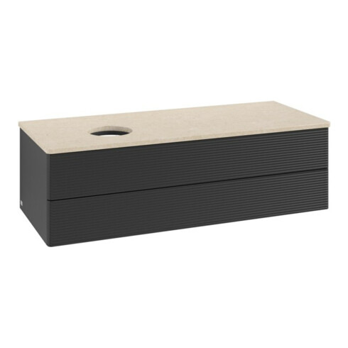 V&B Waschtischunterschrank mit Frontstruktur, mit Beleuchtung Antao 120x36x50cm, WBP-farbe botti., bla m Lac