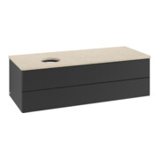 V&B Waschtischunterschrank mit Frontstruktur, mit Beleuchtung Antao 120x36x50cm, WBP-farbe botti., bla m Lac
