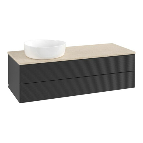 V&B Waschtischunterschrank mit Frontstruktur, mit Beleuchtung Antao 120x36x50cm, WBP-farbe botti., bla m Lac
