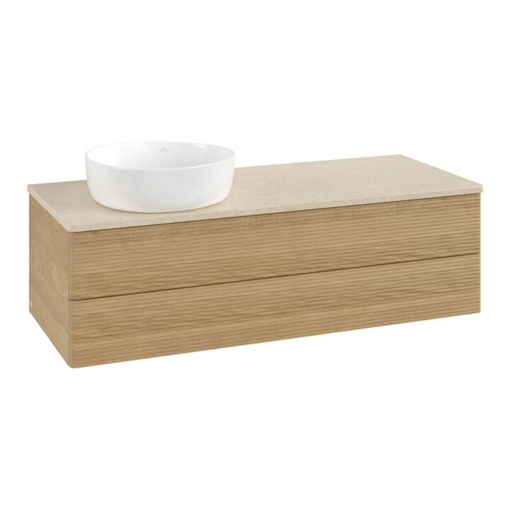 V&B Waschtischunterschrank mit Frontstruktur, mit Beleuchtung Antao 120x36x50cm, WBP-farbe botti., honey oak