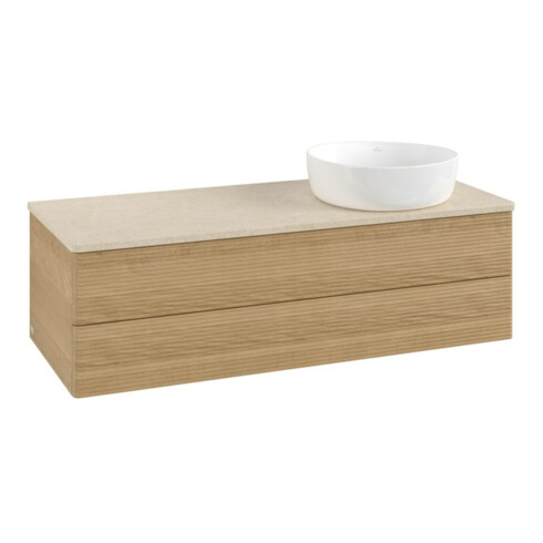 V&B Waschtischunterschrank mit Frontstruktur, mit Beleuchtung Antao 120x36x50cm, WBP-farbe botti., honey oak