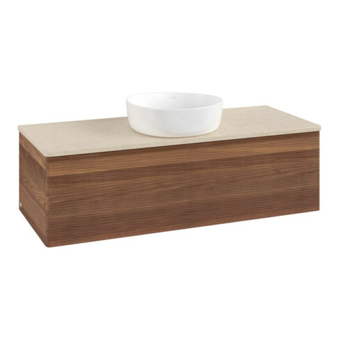 V&B Waschtischunterschrank mit Frontstruktur, mit Beleuchtung Antao 120x36x50cm, WBP-farbe botti., w. walnut