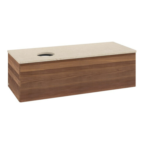 V&B Waschtischunterschrank mit Frontstruktur, mit Beleuchtung Antao 120x36x50cm, WBP-farbe botti., w. walnut