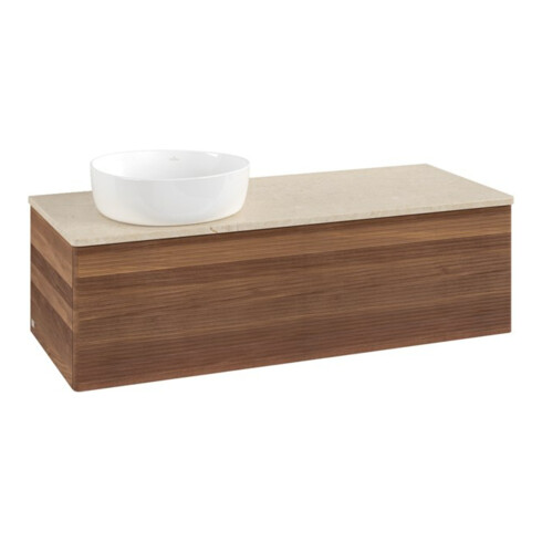 V&B Waschtischunterschrank mit Frontstruktur, mit Beleuchtung Antao 120x36x50cm, WBP-farbe botti., w. walnut