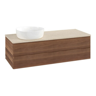 V&B Waschtischunterschrank mit Frontstruktur, mit Beleuchtung Antao 120x36x50cm, WBP-farbe botti., w. walnut