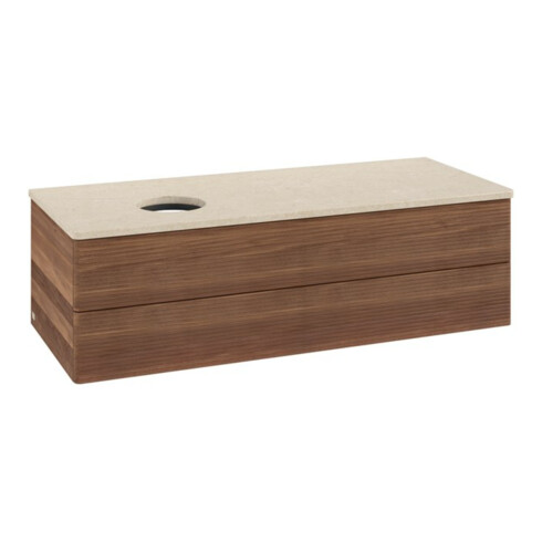 V&B Waschtischunterschrank mit Frontstruktur, mit Beleuchtung Antao 120x36x50cm, WBP-farbe botti., w. walnut